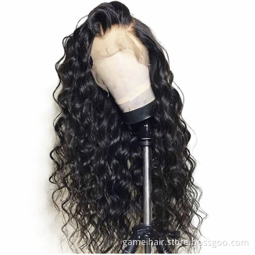 10A Raw Indian Cuticle Aligned Glueless Human Hair Lace Frontal Closure Wig Deep Wave PrePlucked Full Transparent Lace Front Wig